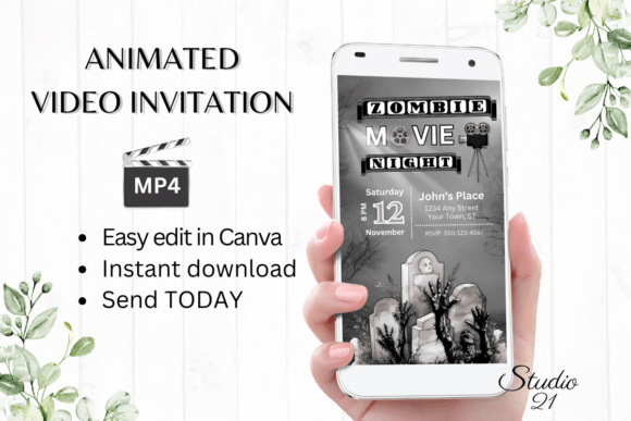 Download Digital Halloween Zombie Movie Invite - Digital halloween Collection