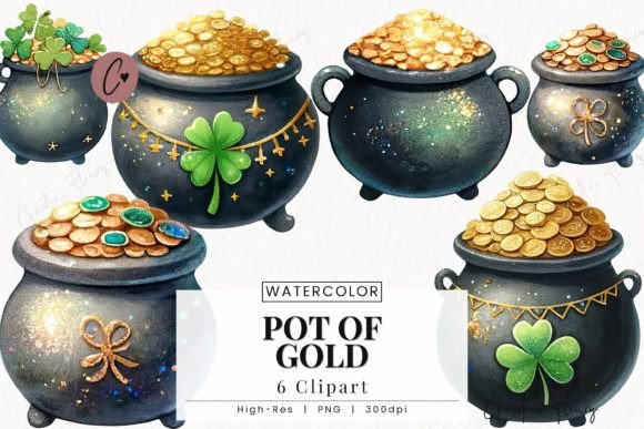 Download Watercolor Pot of Gold Clipart - Gold clipart Collection