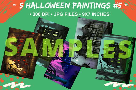 Download 5 Digital Halloween Holiday Paintings #5 - Digital halloween Collection