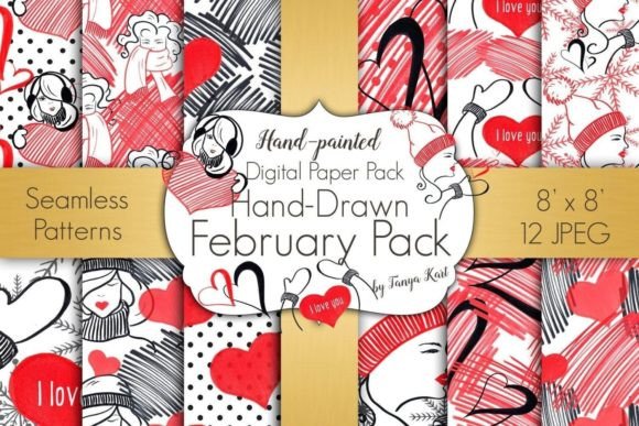 Download February Digital Papers Pack - February digital paper Collection